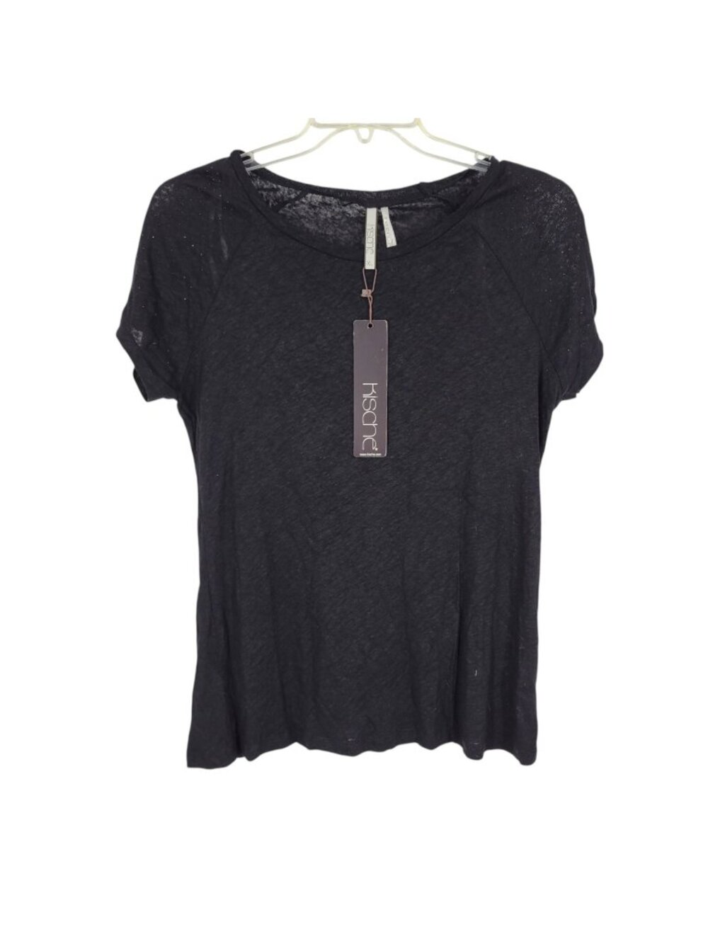 XL Black Top Studded Shoulder Blouse Semi sheer whimsigoth Linen Blend Edgy
